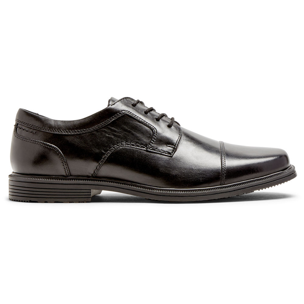 Rockport Singapore Mens Oxfords - Robinsyn Waterproof Cap Toe Black - BW8053619